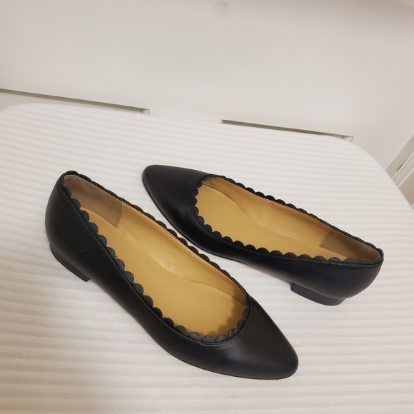 EC Talbots Edison Black Leather Flats, Scalloped Trim Classic Size 9M - Picture 12 of 12
